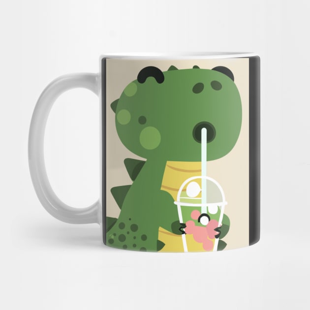 Cute Baby Dinosaur drinks Shake by maxcode